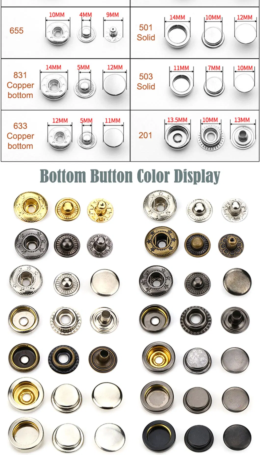Accept Customization Metal Snap Button for Leather Clothing Clothes Snap Button