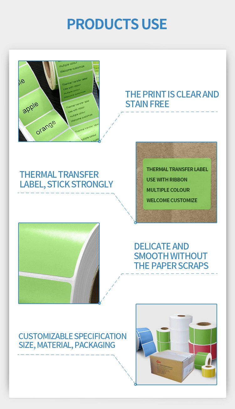 Custom Size Thermal Transfer Label Waterproof Adhesive Vinyl Heat Sensitive Material Label Sticker Rolls