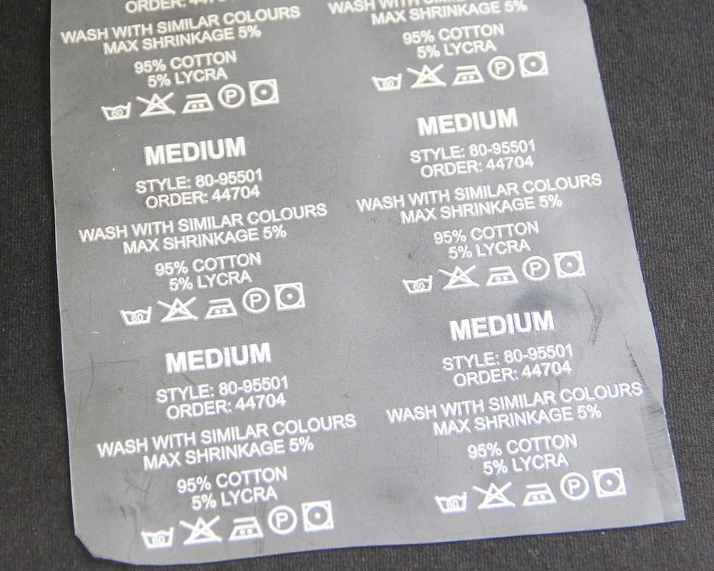 Tagless Neck Label Heat Transfer Print for Garments