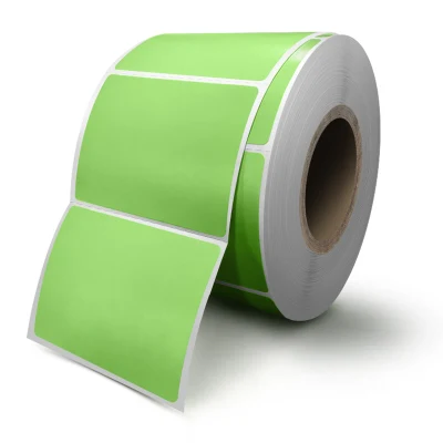 Etiqueta de transferencia térmica de tamaño personalizado, vinilo adhesivo impermeable, rollos de etiquetas adhesivas de material sensible al calor