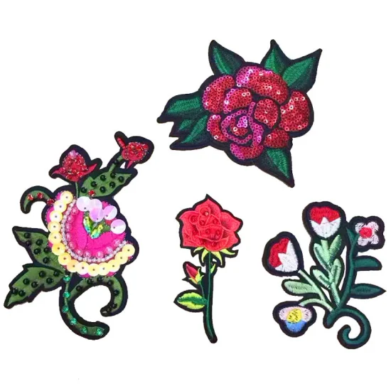 Parches bordados flores personalizadas de los accesorios de la ropa del regalo del colega de la muestra del logotipo personalizado